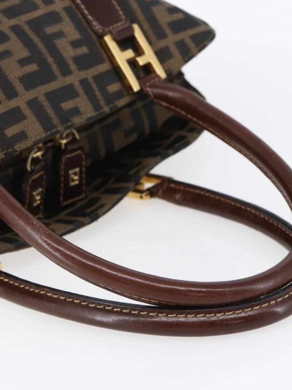 FENDI Zucca Canvas Mamma Baguette Hand Bag Black Brown Silver - Picture 8 of 16